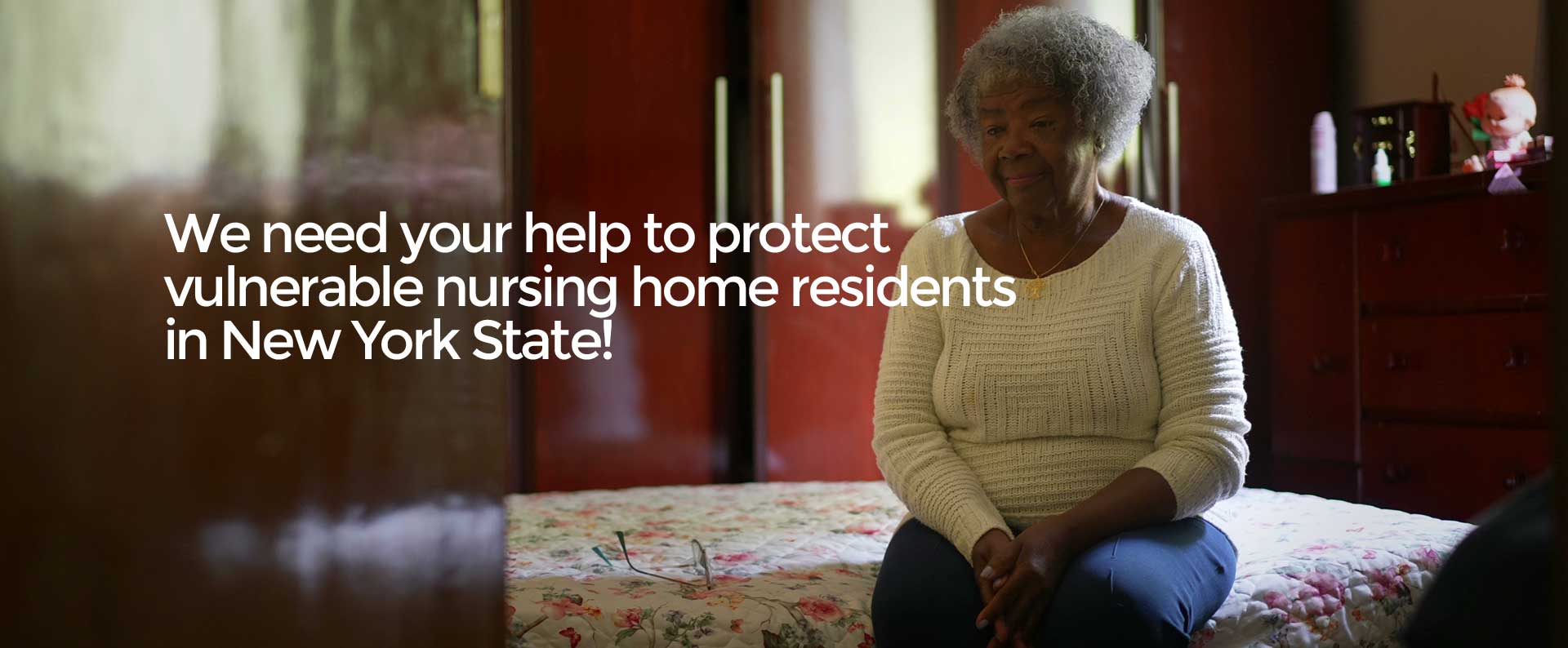 Photo of resident on bend.  We need your help to protect vulnerable nursing home residents in New York State.